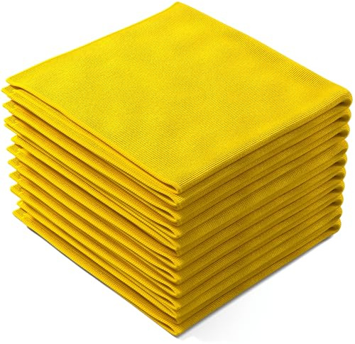 REXO - Microfibre Cloth 40x40cm Pack Of 15 Lint Free And Streak Free Cleaning Cloths Wipes For Home Furniture Polish, Kitchen, Car Cleaning, Bathroom, Window, Glass, Mirror And More (Yellow)