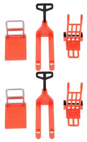 Vaguelly Jeu De 6 Jouets Miniatures De Circulation ModèLes De Chariot À Main Transpalette Chariot ÉLéVateur en Plastique pour ÉDucation Enfant DéCoration, 3.0 * 3.0 * 2.1cm, Rouge