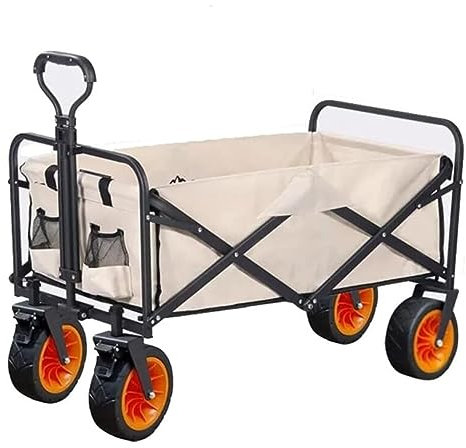 CRBUDY Wagen, Gartenwagen, Allzweckwagen für den Außenbereich, 8-Zoll-Rad, tragbarer Campingwagen, Gartenladen, Sport, Strand, Handwagen, Tragkraft 150 kg, Strandwagen, Einkaufswagen (A)