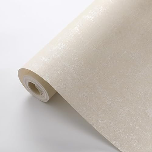 Camiraft Cream Wallpaper for Living Room Bedroom Hallway Ceiling -Beige Concrete Wallpaper Chic Cement Slightly Glossy Cracked Textured Wall Paper Non-Woven Lining Paper,950 * 53cm