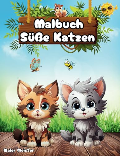 Süße Katzen Malbuch: Katzen Malbuch für Kinder | mehr als 50 Motive | süße Katzen | Tiere zum ausmalen | Kreativität und Fantasie