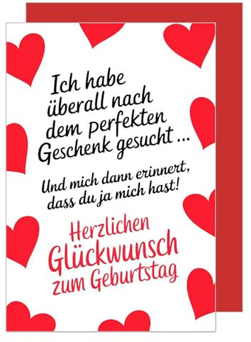Edition Seidel Premium Geburtstagskarte mit Umschlag. Glückwunschkarte Grußkarte Karte mit lustigem Spruch Geburtstag Happy Birthday Mann Frau Herzen Herz (G3618 SW024)