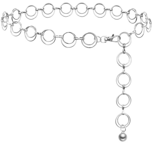 MELLIEX Cintura Gioiello Donna a Catena in Metallo Regolabile in Argento Sottile per Vestito Jeans