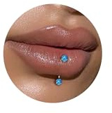 ESHIONER G23 Titanio Ceja Piercing Joyería Rook Vertical Labret Barra Labial Tragus Labret Daith Anillo de la ceja Ojos de serpiente Piercing Lengua Bola de plata Azul Opal 8mm 16g Banana