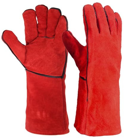 Welding Gloves - Heat Resistant Gloves Long Leather Gauntlets, Leather Fire Welders Gloves, Kevlar Arc Safety Work Protective Gauntlets, TIG Welding Gloves for Men BBQ Oven Stove Grill Mig Gardening