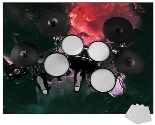 ZAJENKUB 230 x 200 cm Schlagzeugteppich rutschfeste Schallschutzteppich Professionelles Rechteckiges Elektronisches Jazz Schlagzeug Kit für Bass Drum Snare Drum und andere Instrumente Teppich