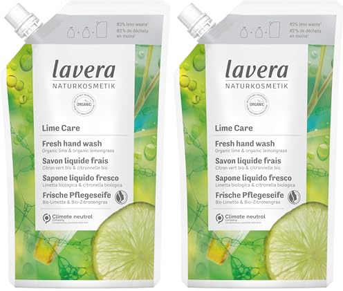 lavera Recharge Lime Care Savon Liquide - savon liquide au citron vert bio & à la citronnelle bio - nettoyant doux - végane - convient également aux peaux sensibles et sèches - vegan - bio (500 ml)