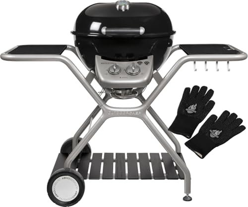 FEUERGOTT Outdoorchef Montreux 570 G Gasgrill, Kugelgrill mit Grillhandschuhen, 2 Brenner, Ringbrenner, Konvektionsgrillen, Wok Funktion, Deckelthermometer für Grill und BBQ