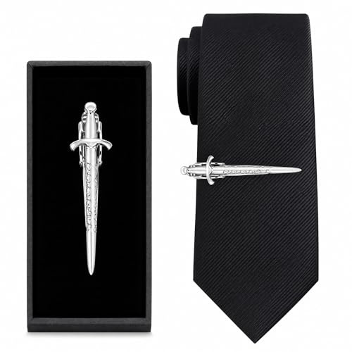 KMYZQDV Épingles à cravate en forme d'épée pour homme - Accessoires uniques - Pinces argentées cool et épingles pour homme - Barre à cravate élégante avec boîte