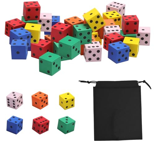 Schaumstoffwürfel Set 24 Stück 20mm Bunte Eva Farbwürfel mit Aufbewahrungsbeutel Lernspielzeug Flüsterwürfel für Mathe Würfelspiel Klassenzimmer