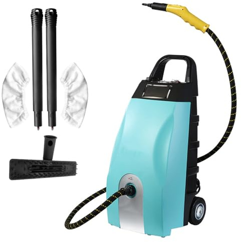 Pulitore a Vapore,Pulitore a Vapore per Divani,4-5 bar pressione,vapore ad alta temperatura 180 °C Pulitore a Vapore Professionale per Pulito,Mobili Imbottiti,Divani,Piastrelle, Auto Blue+mop