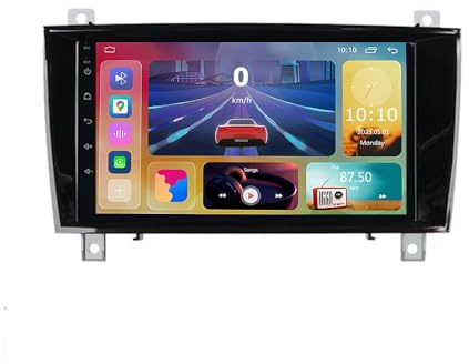 YIANKWY Android 14 9 Inch Car DVD Player Radio Head Unit For Benz Class SLK 2004 2005-2009 GPS Navigation Head Unit Support Full RCA Output Bluetooth4.0 WIFI Car Auto Play DVR DAB+ TPMS