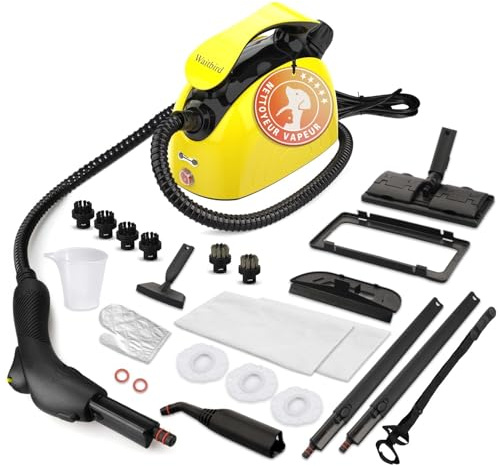 Waitbird Limpiador de vapor multiusos para todos los accesorios de 21 piezas, limpieza, muebles tapizados, sofá, baldosas, suelo, ventana, coche, tapicería
