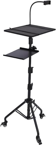 AUNMAS Proyector Stand Trípode, Trípode de Laptop sobre Ruedas con Soporte para Teléfono con Cuello de Cisne y Ruedas Móviles, Soporte Portátil de Portátiles para Uso, Escenario y Uso
