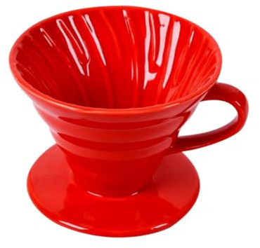 EPIGEIST Keramik Kaffeefilter Handfilter mit Schraubmuster Handgefertigter Roter Kaffeebereiter für Langlebiger Rostfreier Kaffeezubereiter für Zuhause und Büro