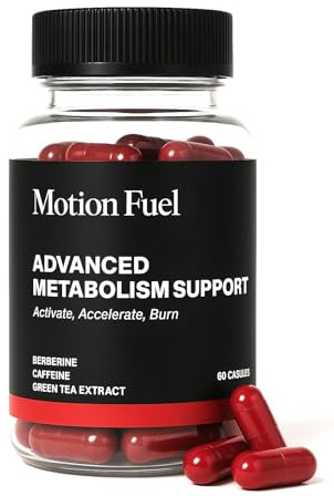Advanced Metabolism Support – Food Supplement for Energy & Weight Management with Berberine, Green Tea & L-Carnitine, 60 Vegan Capsules, Made in The UK – The Motion Fuel