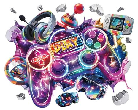 milaosk Autocollant Mural Gamer 3D Grand Stickers Jeux Vidéo Jeu Contrôleur Sticker Gamer Decoration Murale pour Chambre Gaming Chambre Ado Garçon Salle de Jeux Chambre Enfants