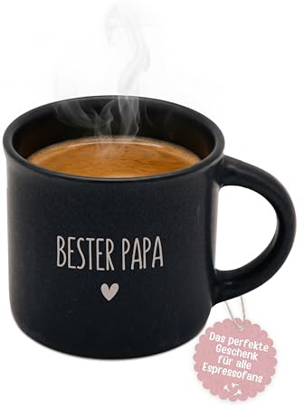 wunderwunsch Personalisierte Espressotasse, Keramik Tasse mit Gravur, Name | Espressotassen mit Wunschtext, Vatertag, Weihnachten, Wichtelgeschenk, Spruch lustig, Papa, Oma, Opa, Angler