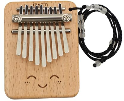 rayzm Mini Kalimba 9-Key Mbira Finger Thumb Piano in F Key, Solid Beech Wood Pocket Kalimba with Lanyard, Portable Handheld Instrument for Beginners, Clear & Accurate Tone, Ideal for Gifts