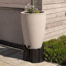 Strata Amesbury 120 Litre Stone Water Butt complete kit, Circular Plastic Rainwater Collection Barrel, Stone Colour (Light)