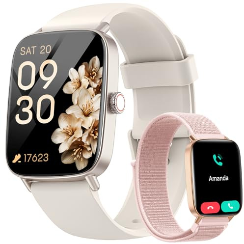 Smartwatch Damen mit Telefonfunktion,1.85 HD Uhren Damen mit Herzfrequenz Schlafmonitor SpO2 Schrittzähler,110+ Sportmodi Fitnessuhr,IP68 Wasserdichte Smart watch Kompatibel für iOS/Samsung/Android