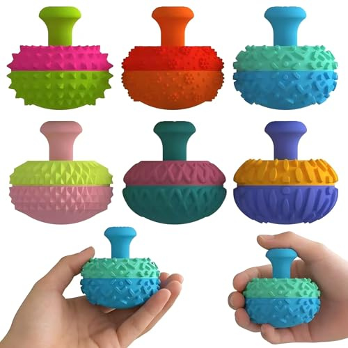 6 Pack Silicone Thumb Rocker Fidget Toys, Sensory Fidget Toy Set for Adults, Quiet Stress Relief Desk Gadget, Hand Strengthening Game Controller Shape, Anxiety Calming Tool