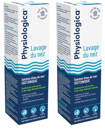 Gifrer | Physiologica Eau De Mer Spray Isotonique 100ml | Lot de 2 | Lavage Nasal Adulte Enfant Bébé | Hygiène Nez Quotidienne | Fluidifie le mucus et facilite son élimination | Dispositif Médical CE