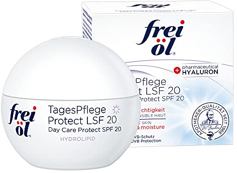 frei öl HYDROLIPID TagesPflege Protect LSF 20, Tagescreme mit Sonnenschutz, Schutz und Feuchtigkeit, pharmazeutische Hyaluron Creme, Gesichtscreme, 50 ml