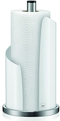 kela Küchenrollenhalter stehend, für dicke Rollen, Küchenpapierhalter 32 cm hoch, STELLA, Edelstahl/Metall weiß