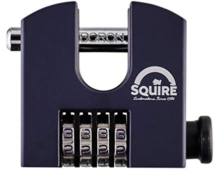 Squire Heavy Duty Padlock (SHCB65) Toughest Rotating Shackle - 4 Wheel Combination Block Padlock - Alloy Steel for Corrosion Resistance - Weatherproof Lock for Home & Shed (Blue, 65 mm)