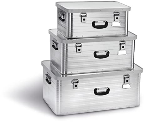 Enders Alubox TORONTO 47 L + 80 L + 130 L - Aluminiumlåda med 1 mm väggtjocklek, extra robust - stänk- och dammsäker, stapelbar - Aluminiumlåda kan användas som transportlåda, förvaringslåda