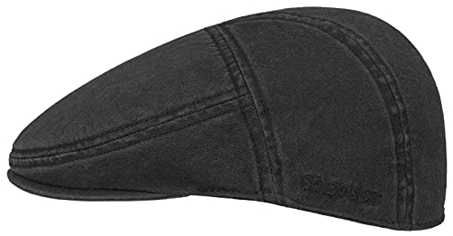 Stetson Paradise Cotton Schirmmütze Flat Cap UV-Schutz 40 Baumwolle Herren Sommer Winter schwarz M (56-57 cm)