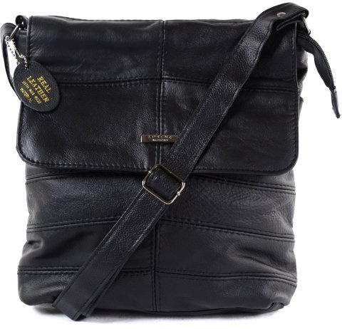 Ladies Leather Cross Body Bag/Shoulder Bag (Black)