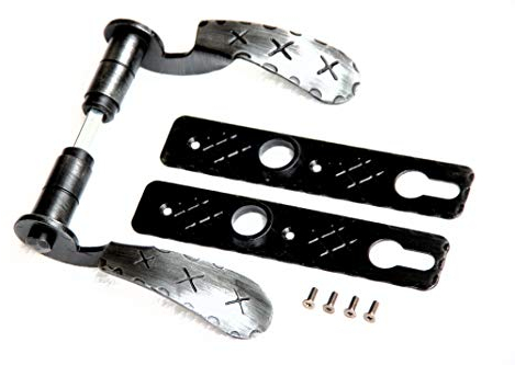 UHRIG Retro Schmiedeeisen Drückergarnitur für Gartentür, Türklinken mit Kurzschild, Beschlag, Türgriff schwarz, antik Drückerpaar