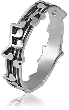 MATERIA 925 Silber Ring Noten Musik - Unisex Silber Ring Notenschlüssel antik in Gr. 48-62 inkl. Box #SR-62