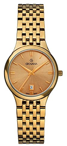 Grovana Dam 5013-1111 traditionell analog display schweizisk kvarts guldklocka