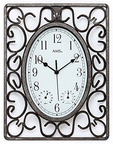 AMS 9486 Wanduhr Garten Aussen Antik Optik Wetterfest
