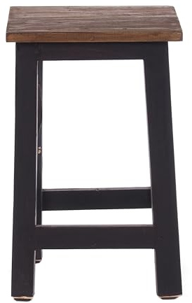 DESIGN DELIGHTS RUSTIKALER Holz SITZHOCKER Madero | 48x30x30 cm (HxBxT), Recyclingholz | Holzhocker | Farbe: 04 schwarz-Natur