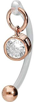PIERCINGLINE PMFK Bananabell + Chirurgenstahl Design KRISTALL RUND Piercing Intimbereich Bauch Roségoldfarben