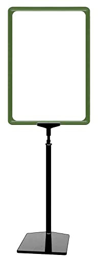 4 Plakatständer DIN A3 Rahmen grün, Ständer Kunststoff schwarz, Teleskopständer mit Fuß eckig und Stahleinlage, Kundenstopper höhenverstellbar bis 68 cm, Aufsteller