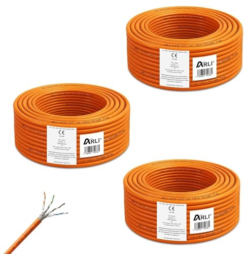ARLI CAT 7 Verlegekabel 300 m Netzwerkkabel CAT.7 3 x 100 m LAN Halogenfrei Installationskabel SFTP S/FTP CAT7 PIMF Kabel Netzwerk Verkabelung Datenkabel AWG23/1 Gigabit Kupfer Ethernet 300m 3x 100m