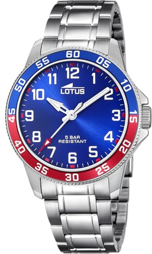 LOTUS Orologio Bambino Analogico in Acciaio Inossidabile – Movimento al Quarzo – Orologio Bambini – Vetro Minerale Alta Resistenza – Impermeabile 5 ATM 18786/1 – Bracciale Regalo – Junior Collection