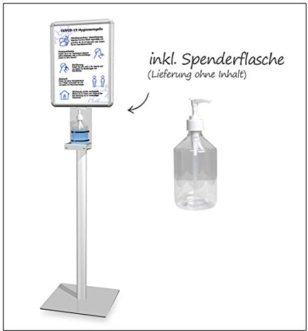 MyMAXXI | Mobiler Hand Desinfektionspender Info DIN A3 ohne Desinfektionsmittel Desinfektionsmittelstation Desinfektionsstation | disinfectant holder