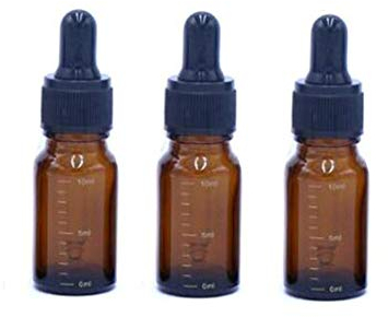 VASANA Lot de 3 flacons vides rechargeables en verre ambré gradué pour huiles essentielles avec bouchon compte-gouttes noir, ambre (Orange) - YPK39593AMBER