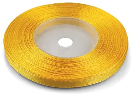 Netuno 1x Satinband Sonnengelb 6 mm x 32 m Schleifenband Geschenkband Dekoband Stoffband bunt Satinrolle farbig Bänder zum Dekorieren für Hochzeit Taufe Geburtstag Weihnachten Ostern Geschenk