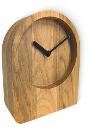 Natuhr Tischuhr Eiche Holzuhr - Dome - puristisch modern Massivholz (Eiche geölt, Schwarze Zeiger - Quarz Uhrwerk)