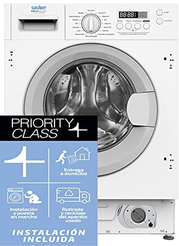 Sauber - Lavadora integrable Serie 5-8140IT - B - 1400 RPM - MOTOR INVERTER - Display LED - Lavado Rápido 15 Minutos - Tambor Diamante - INSTALACIÓN INCLUIDA EN SU DOMICILIO Y RETIRADA DE LA USADA