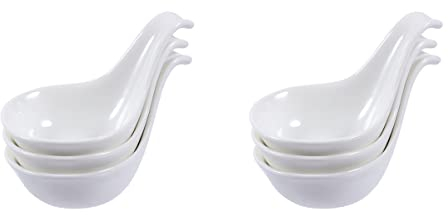 6 Uds de cerámica Salsa Plato degustación cucharas Caviar Cuchara de inmersión Cuencos para Servir condimento Salsa de Tomate Aperitivo Ramekin Cena Fiesta Barbacoa