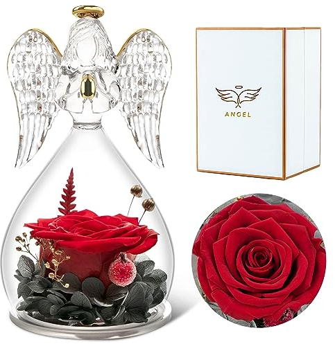 Sunia Ewige Rose Engel Geschenke für Frauen, Engel Figur Geschenke für Mama, Geburtstagsgeschenk für Frauen, Mutter Oma Geschenk, Schutzengel Rose Geschenk zum Muttertag Weihnachten Valentinstag