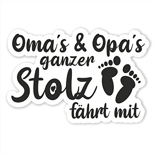 Folien-Zentrum - Oma´s und Opa´s ganzer Stolz fährt mit 12x8cm - hochwertiger Aufkleber Auto Tuning - Autosticker - Sticker Decal für Car - Oma Opa Enkeltaxi Großeltern Autoaufkleber - Made in Germany